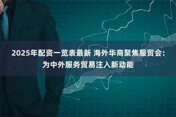 2025年配资一览表最新 海外华商聚焦服贸会：为中外服务贸易注入新动能